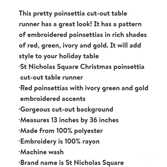 St Nicholas Square Poinsettia Table Runner - Picture 3 of 3